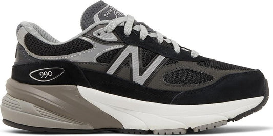 נעלי סניקרס 990v6 Big Kid 'Black Silver' של המותג ניו באלאנס בצבע שָׁחוֹר עשויות עור (זמש)