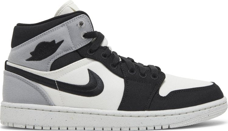 נעלי סניקרס Wmns Air Jordan 1 Mid SE 'Light Steel Grey Canvas' של המותג נייקי בצבע אפור עשויות בַּד