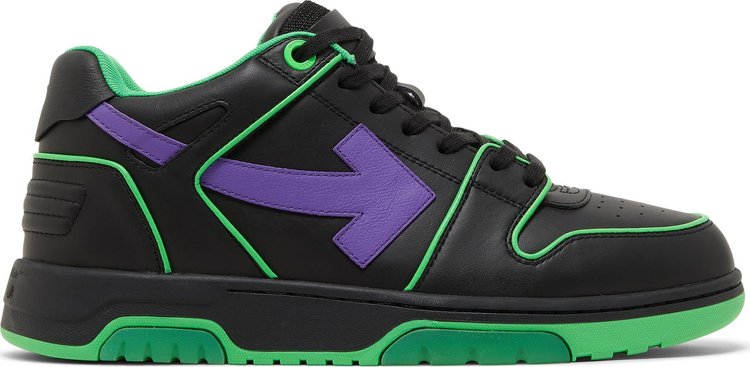 נעלי סניקרס Off-White Out of Office 'Outlined - Purple Fluo Green' של המותג אוף וויט בצבע שָׁחוֹר עשויות עוֹר