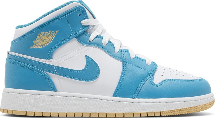 נעלי סניקרס Air Jordan 1 Mid GS 'Aquatone' של המותג נייקי בצבע כְּחוֹל עשויות עוֹר