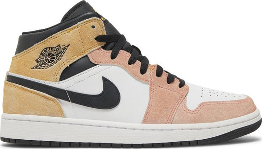 נעלי סניקרס Air Jordan 1 Mid SE 'Flight Club' של המותג נייקי בצבע וָרוֹד עשויות עור (זמש)