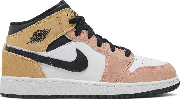 נעלי סניקרס Air Jordan 1 Mid SE GS 'Flight Club' של המותג נייקי בצבע וָרוֹד עשויות עור (זמש)