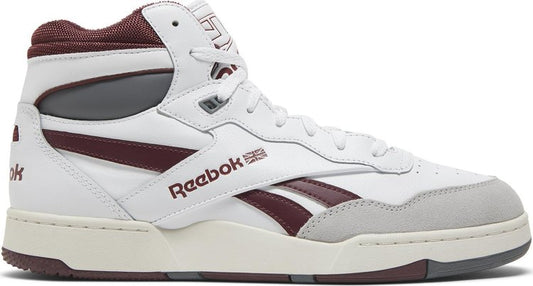 נעלי סניקרס BB4000 2 Mid 'White Classic Maroon' של המותג ריבוק בצבע לבן עשויות עוֹר