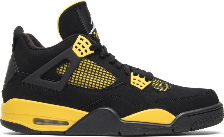 נעלי סניקרס Air Jordan 4 Retro 'Thunder' 2012 של המותג נייקי בצבע שָׁחוֹר עשויות 