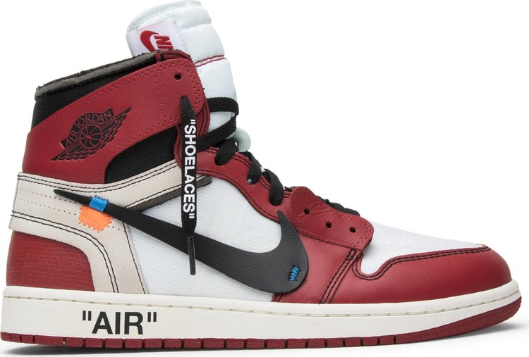 נעלי סניקרס Off-White x Air Jordan 1 Retro High OG 'Chicago' של המותג נייקי בצבע אָדוֹם עשויות עוֹר