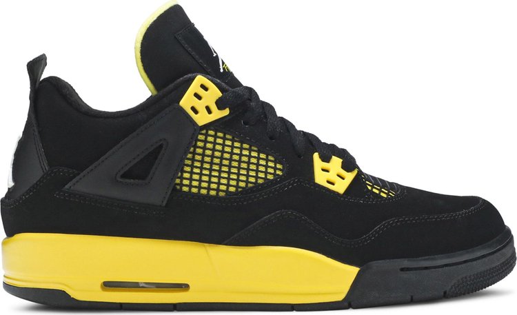 נעלי סניקרס Air Jordan 4 Retro GS 'Thunder' 2012 של המותג נייקי בצבע שָׁחוֹר עשויות 