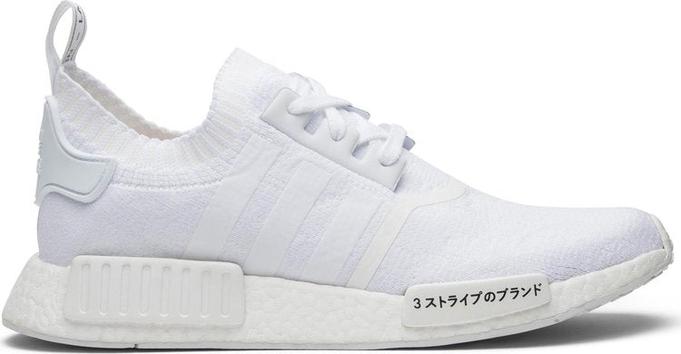 נעלי סניקרס NMD_R1 Primeknit 'Japan Triple White' של המותג אדידס בצבע לבן עשויות ניילון פוליאסטר Primeknit