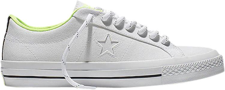 נעלי סניקרס One Star Shield Canvas Low 'White Volt' של המותג קונברס אולסטאר בצבע לבן עשויות בַּד