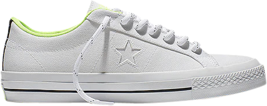 נעלי סניקרס One Star Shield Canvas Low 'White Volt' של המותג קונברס אולסטאר בצבע לבן עשויות בַּד