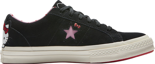 נעלי סניקרס Hello Kitty x One Star Suede Low 'Black' של המותג קונברס אולסטאר בצבע שָׁחוֹר עשויות עור (זמש)