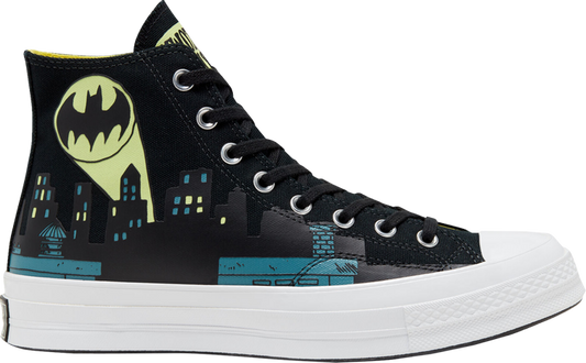 נעלי סניקרס DC Comics x Chinatown Market x Chuck 70 High 'Gotham City - Glow In The Dark' של המותג קונברס אולסטאר בצבע שָׁחוֹר עשויות 