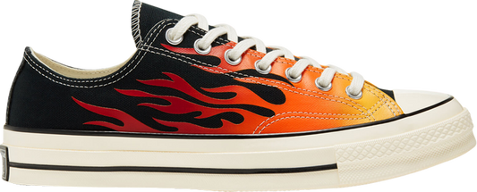 נעלי סניקרס Chuck 70 Low 'Archival Flame Print' של המותג קונברס אולסטאר בצבע שָׁחוֹר עשויות 