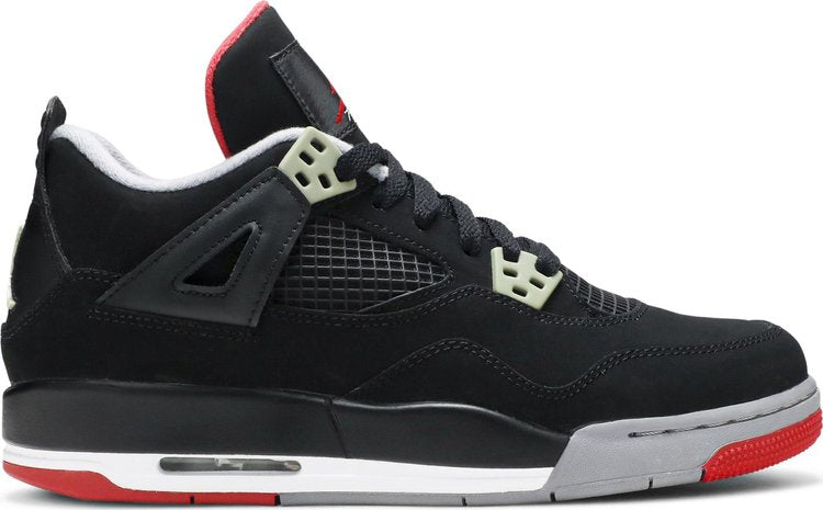 נעלי סניקרס Air Jordan 4 Retro GS 'Bred' 2012 של המותג נייקי בצבע שָׁחוֹר עשויות 