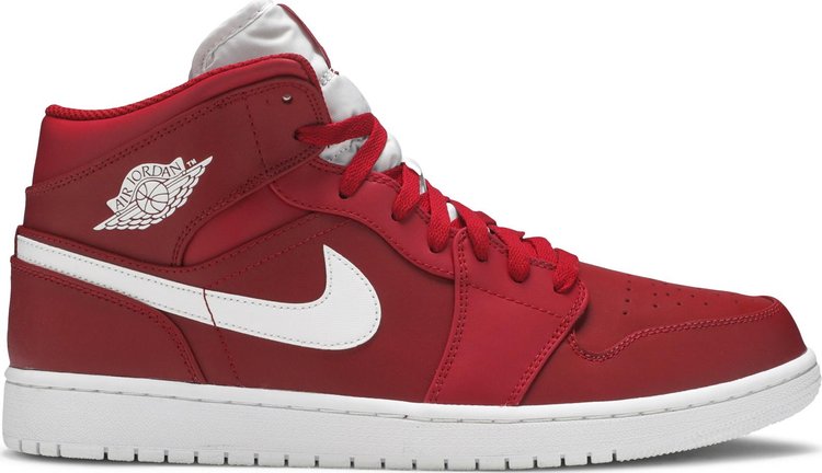 נעלי סניקרס Air Jordan 1 Retro Mid 'Gym Red 2.0' של המותג נייקי בצבע אָדוֹם עשויות עוֹר