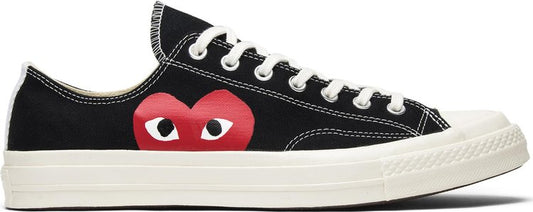 נעלי סניקרס Comme des Garçons Play x Chuck 70 Low 'Black White' של המותג קונברס אולסטאר בצבע שָׁחוֹר עשויות בַּד