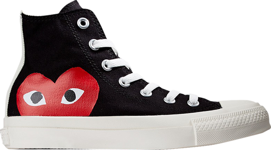 נעלי סניקרס Comme des Garçons Play x Chuck Taylor All Star High 'Black' של המותג קונברס אולסטאר בצבע שָׁחוֹר עשויות בַּד