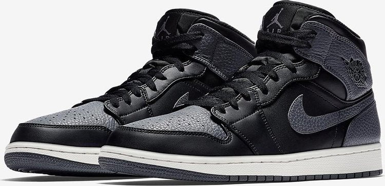 נעלי סניקרס Air Jordan 1 Mid 'Dark Grey' של המותג נייקי בצבע שָׁחוֹר עשויות עוֹר