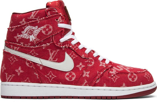 נעלי סניקרס Red Ribbon Recon x Air Jordan 1 Retro High 'Supreme & Louis Vuitton' Custom של המותג נייקי בצבע צבעוני עשויות עוֹר