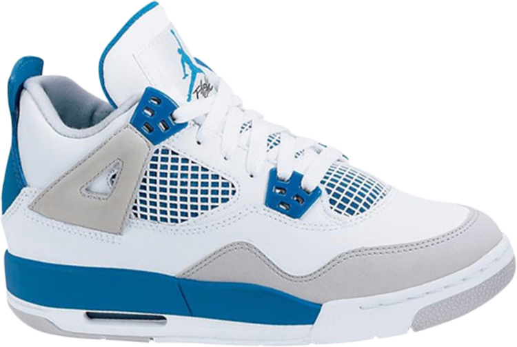 נעלי סניקרס Air Jordan 4 Retro GS 'Military Blue' 2006 של המותג נייקי בצבע לבן עשויות 