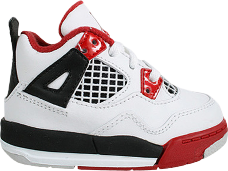 נעלי סניקרס Air Jordan 4 Retro TD 'Fire Red' 2012 של המותג נייקי בצבע לבן עשויות עוֹר