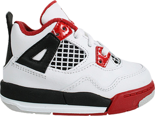 נעלי סניקרס Air Jordan 4 Retro TD 'Fire Red' 2012 של המותג נייקי בצבע לבן עשויות עוֹר