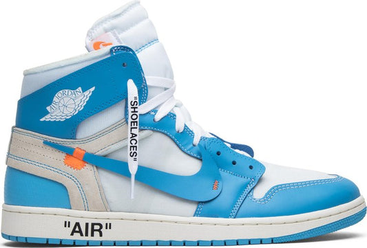 נעלי סניקרס Off-White x Air Jordan 1 Retro High OG 'UNC' של המותג נייקי בצבע כְּחוֹל עשויות עוֹר