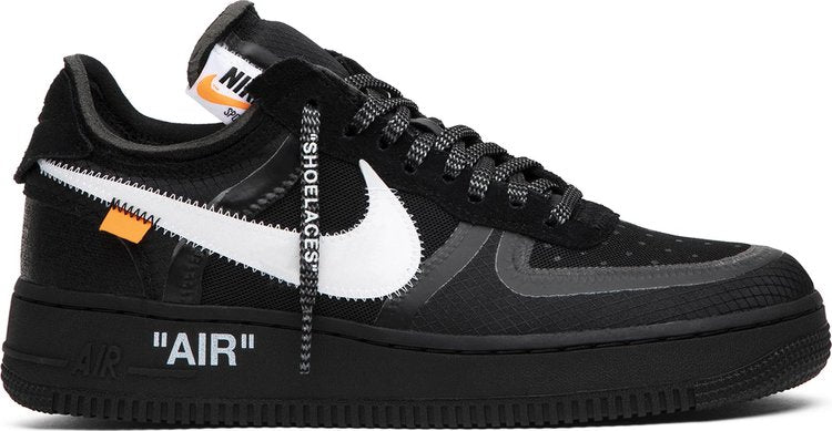 נעלי סניקרס Off-White x Air Force 1 Low 'Black' של המותג נייקי בצבע שָׁחוֹר עשויות 