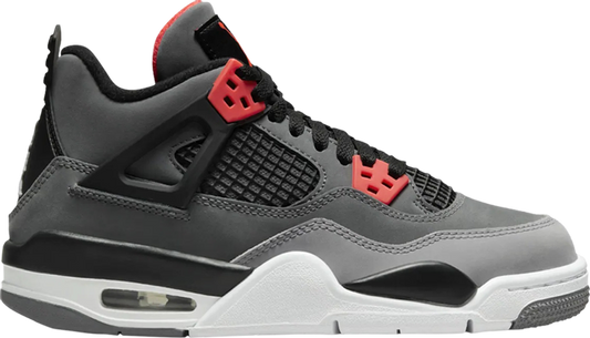 נעלי סניקרס Air Jordan 4 Retro GS 'Infrared' של המותג נייקי בצבע אפור עשויות עור (נובוק)