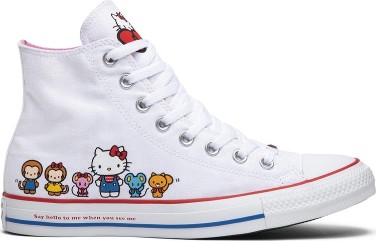 נעלי סניקרס Hello Kitty x Chuck Taylor All Star Canvas Hi 'White' של המותג קונברס אולסטאר בצבע לבן עשויות 