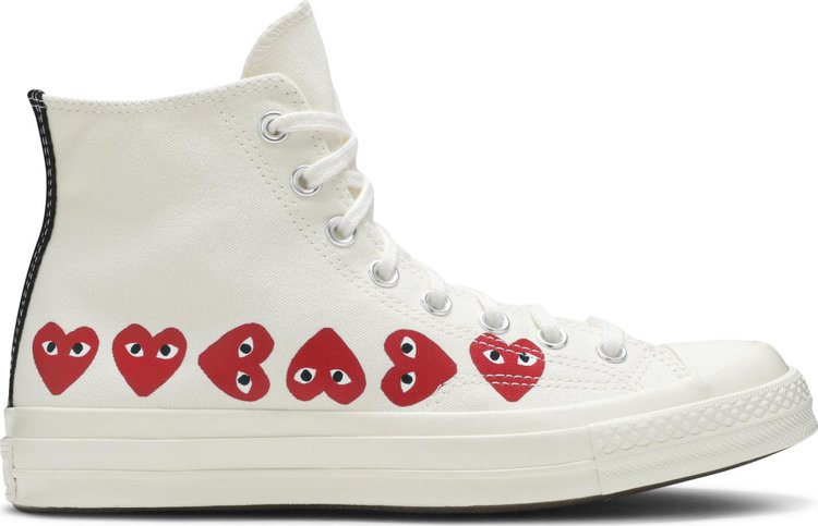 נעלי סניקרס Comme des Garçons Play x Chuck 70 Hi Top 'Multi Heart' של המותג קונברס אולסטאר בצבע לבן עשויות 