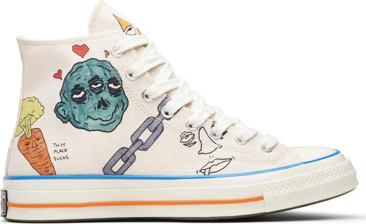 נעלי סניקרס Tyler, The Creator x Foot Locker x Chuck 70 'Artist Series' של המותג קונברס אולסטאר בצבע קרם עשויות 