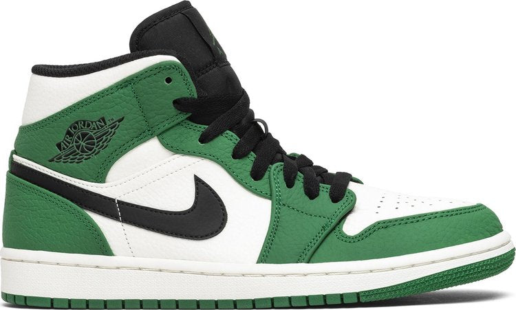 נעלי סניקרס Air Jordan 1 Mid 'Pine Green' של המותג נייקי בצבע ירוק עשויות עוֹר