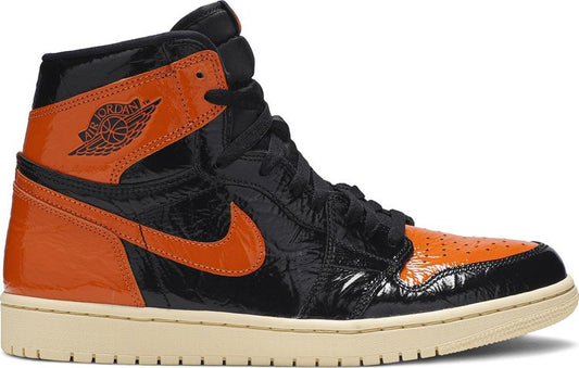 נעלי סניקרס Air Jordan 1 Retro High OG 'Shattered Backboard 3.0' של המותג נייקי בצבע שָׁחוֹר עשויות עור פטנט