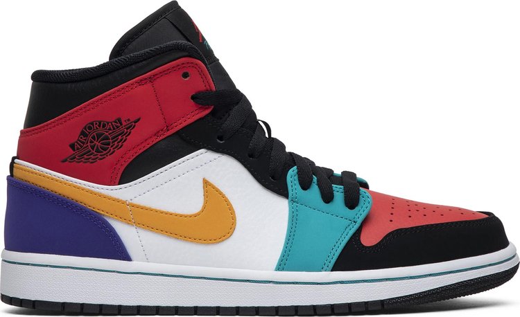 נעלי סניקרס Air Jordan 1 Mid 'Multi-Color' של המותג נייקי בצבע צבעוני עשויות עוֹר