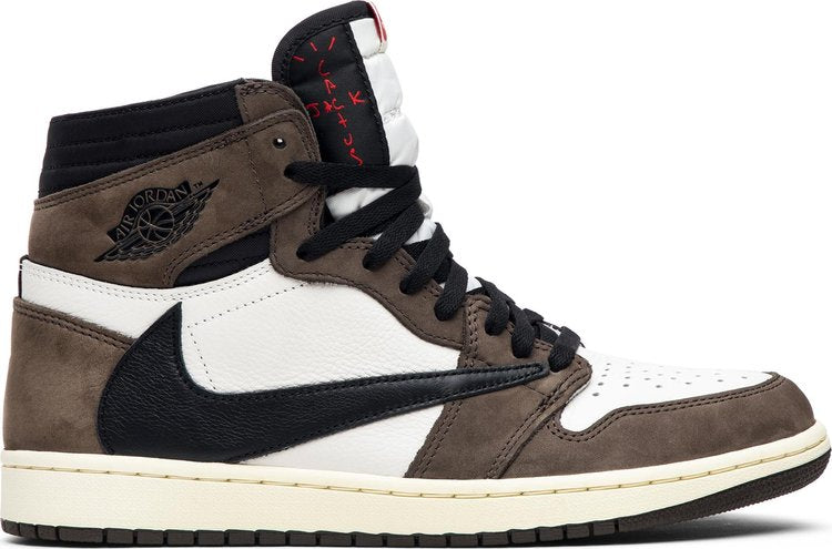 נעלי סניקרס Travis Scott x Air Jordan 1 Retro High OG 'Mocha' של המותג נייקי בצבע חום עשויות עוֹר