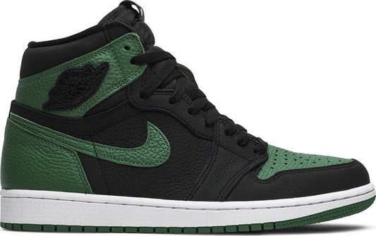 נעלי סניקרס Air Jordan 1 Retro High OG 'Pine Green 2.0' של המותג נייקי בצבע שָׁחוֹר עשויות עוֹר