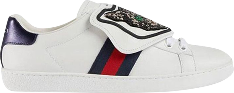נעלי סניקרס Gucci Wmns Ace 'Cat' של המותג גוצ'י בצבע לבן עשויות עגל