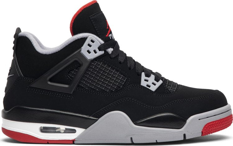 נעלי סניקרס Air Jordan 4 Retro OG GS 'Bred' 2019 של המותג נייקי בצבע שָׁחוֹר עשויות 