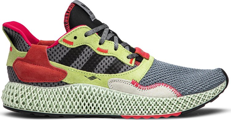 נעלי סניקרס ZX 4000 Futurecraft 4D 'Grey Yellow' של המותג אדידס בצבע אפור עשויות 