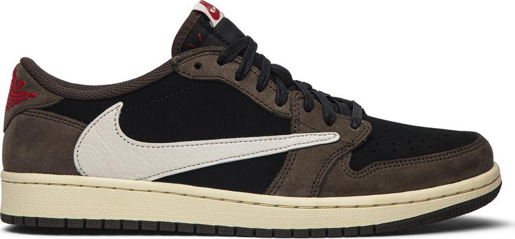 נעלי סניקרס Travis Scott x Air Jordan 1 Low 'Mocha' של המותג נייקי בצבע חום עשויות עוֹר