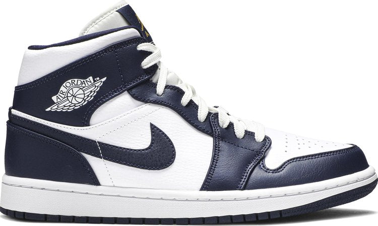 נעלי סניקרס Air Jordan 1 Mid 'Obsidian' של המותג נייקי בצבע כְּחוֹל עשויות עוֹר