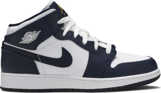 נעלי סניקרס Air Jordan 1 Mid GS 'Obsidian' של המותג נייקי בצבע כְּחוֹל עשויות עוֹר