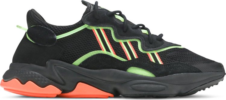 נעלי סניקרס Ozweego 'Black Green Orange' של המותג אדידס בצבע שָׁחוֹר עשויות 