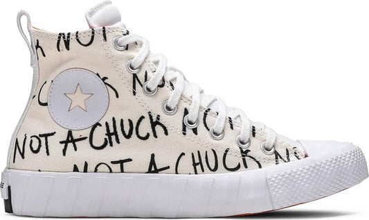 נעלי סניקרס UNT1TL3D Hi GS 'Not a Chuck' של המותג קונברס אולסטאר בצבע קרם עשויות 