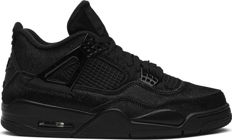 נעלי סניקרס Olivia Kim x Wmns Air Jordan 4 Retro 'No Cover' של המותג נייקי בצבע שָׁחוֹר עשויות שיער פוני