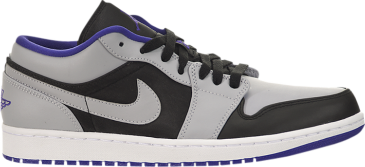 נעלי סניקרס Air Jordan 1 Low 'Black Concord Wolf Grey' של המותג נייקי בצבע שָׁחוֹר עשויות עוֹר