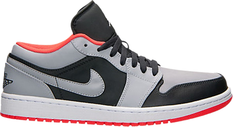 נעלי סניקרס Air Jordan 1 Low 'Wolf Grey Infrared' של המותג נייקי בצבע שָׁחוֹר עשויות 