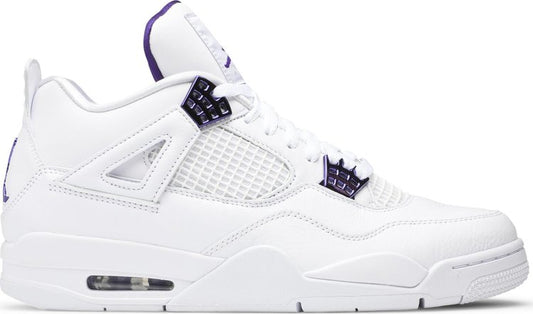 נעלי סניקרס Air Jordan 4 Retro 'Purple Metallic' של המותג נייקי בצבע לבן עשויות עוֹר