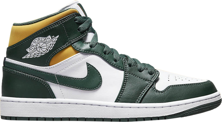 נעלי סניקרס Air Jordan 1 Mid 'Sonics' של המותג נייקי בצבע לבן עשויות עוֹר