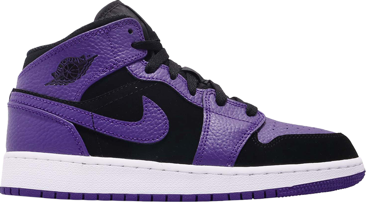 נעלי סניקרס Air Jordan 1 Retro Mid GS 'Dark Concord' של המותג נייקי בצבע סָגוֹל עשויות עוֹר